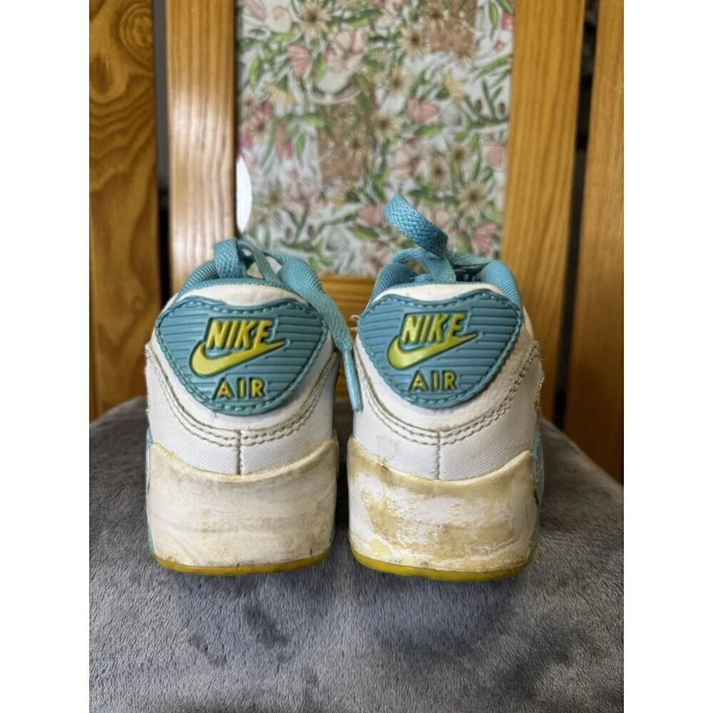 VTG NIKE AIRMAX 90 Y2k Toddler Girls Sneakers Shoes White Blue Retro Preppy 11C